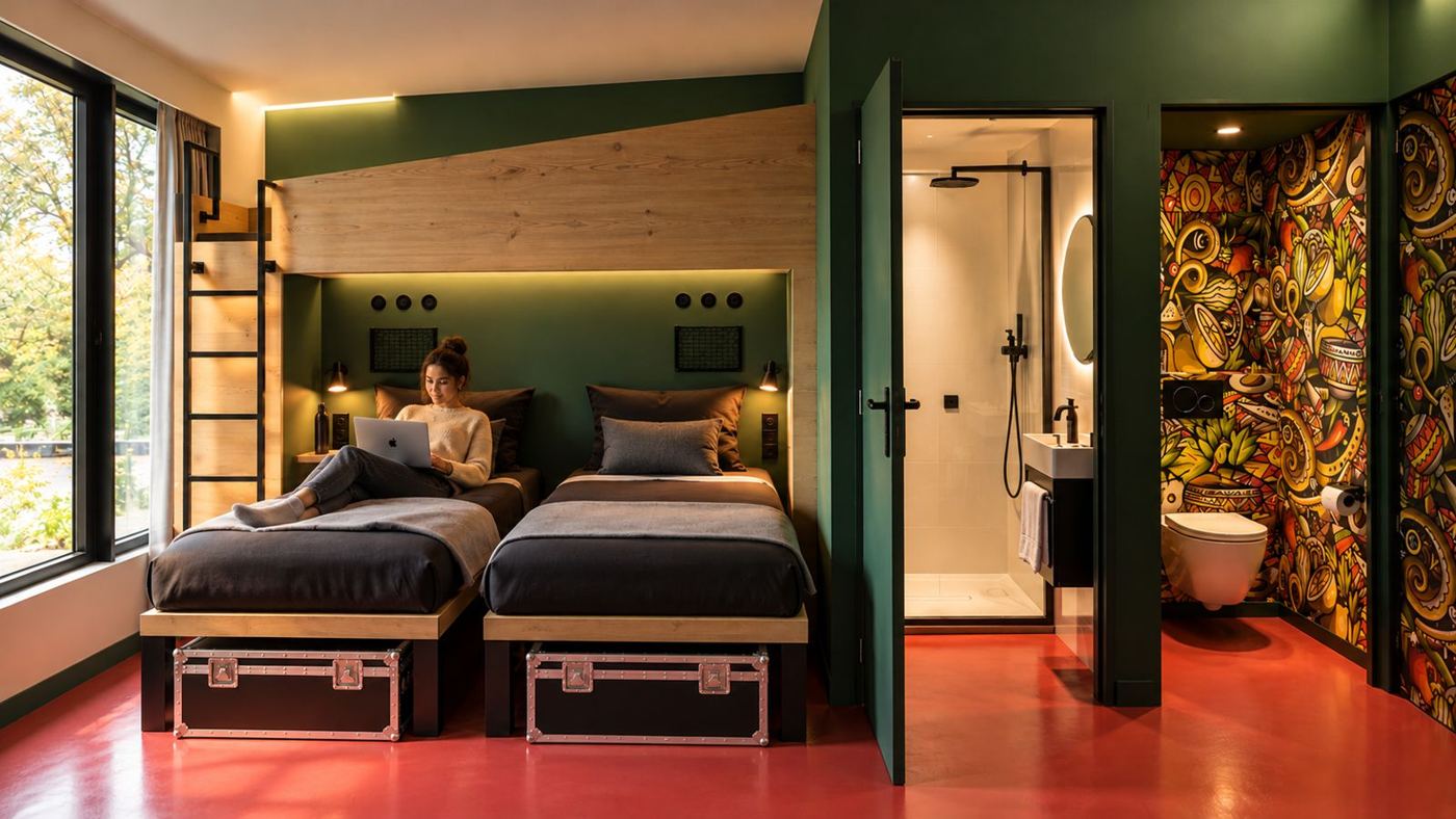 Jo&Joe — Chambre, lits et salle de bain